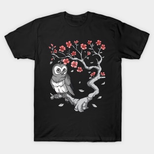 Owl Cherry Blossom Sakura T-Shirt